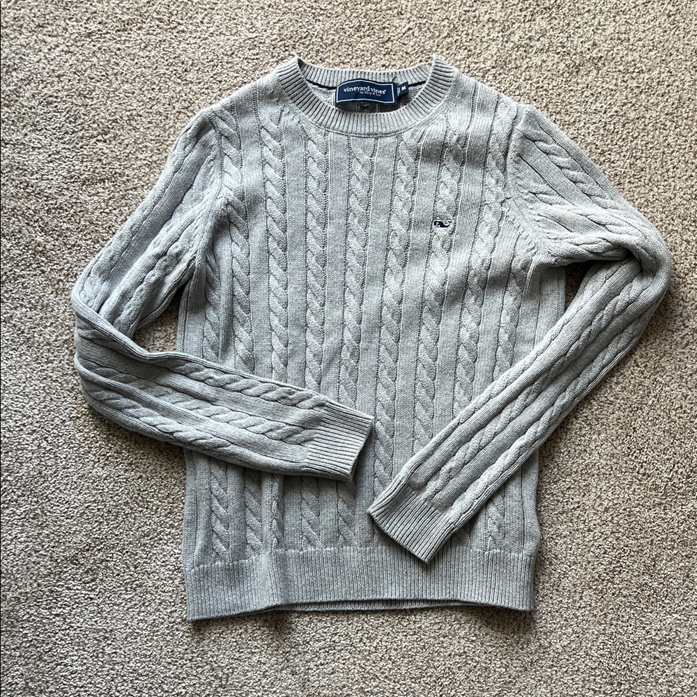 Vineyard Vines Light Gray Cable Knit Sweater